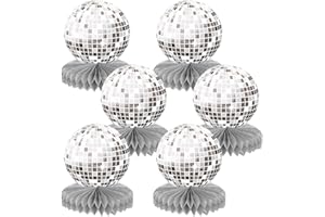 tlidfgeo 6 Stück Disco Deko Tischaufsätze,Disco deko,Geburtstag Bienenwabe Mittelstück,Disco Party Dekoration,for 70er 80er Partyzubehör Geburtstag Hochzeit Weihnachten-Grau