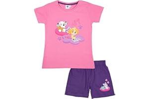 UNITED LABELS Paw Patrol Schlafanzug für Mädchen - Dream Patrol Kinder Pyjama Set Kurzarm Oberteil mit Hose Rosa/Lila