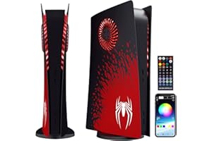 FORMLESSEMPIRE Faceplate for PS5 Side Shell Plates PlayStation 5 Digital Edition Console Replacement Accessory Case Cover Black Plate Anti-Scratch Dust Cover Skin Protector Spider with LEDs Digital Edition