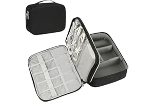 MEUNHY Tech Bag,Electronics Travel Organiser Bag,Portable Waterproof Large Capacity Accessories,Travel Essentials Organizer Adjustable Cable Organiser for Charging Cable,Flash Drive,Power Bank,USB,Black