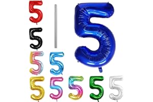 AOISYESBIG Geburtstag zahlen Luftballon 5 jahre-Dunkelblau XXL Jumbo Folienballon 40 Zoll – 101 cm Luftballons 5. Geburtstag Junge Mädchen Babyparty Geburtstagsdeko Jubiläumsparty Dekoration – Fliegt mit Helium
