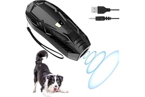 QUEENMEW Ultrasuoni per Cani, Dispositivo Antiabbaio per Cani Fischietto 16.4Ft, Ultrasuoni per Cani Anti Abbaiare Deterrente Stop Abbaiare Cane Addestramento Dispositivo Anti abbaiamento, Interno ed esterno