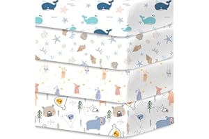 Little Grape Land Draps pour Lit Bébé 4 Pièces 60x120 cm – Drap Housse 60x120 Lit Bébé 100% Microfibre Respirante Oeko-TEX avec Protège Matelas Amovible et Motifs Mignons(Parc des Animaux)