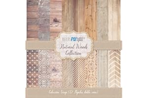 PAPERSFORYOU Papers For You - Kit de Papeles para Scrapbooking y Manualidades | Colección "Natural Woods" | Incluye 12 Papeles a Doble Cara con Diseños Diferentes | Tamaño 30,48 x 30,48 cm (12" x 12")