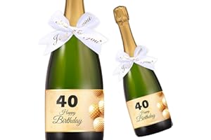 LEMONSTONE Lot de 10 étiquettes de bouteille de 50 ans avec 10 nœuds cadeaux, étiquettes Happy Birthday, personnalisées pour hommes et femmes (14,8 cm x 10,5 cm)