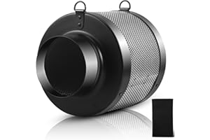 VEHOUKLI Aktivkohlefilter 100mm 4 Inch Kohlefilter Growzelt mit Leichtes Carbon 200mm Lang, 38mm Dickes Holzkohlebett für Grow Tent Abluft Growbox Grow Zelte Hydrokulturen Rohrventilator Luftfiltration