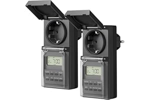 ‎DEWENWILS DEWENWILS Zeitschaltuhr Steckdose Aussenbereich, Zeitschaltuhr Steckdose Outdoor Digitale IP44 mit Zufallsfunktion, 20 Schaltprogramme für Weihnachtsdeko, Teichpumpe, 16A/3680W, 2 Pack