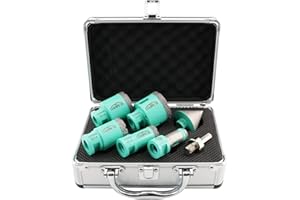 Set di Punte Diamantate - 7pezzi (20mm Punte Fresa Diamantate +25/35/45/50mm+50mm Punte per Smusso+Adattatore) LEKOMESH Seghe a Tazza per Porcellana Piastrella Ceramica Granito Marmo