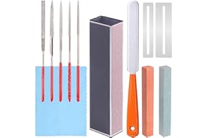 Tanstic 12Pcs Premium Guitar Luthier Tool Set Includes Fret Leveling Beam, 5Pcs Grinding File, Guitar Fret Crowning Luthier File, Fingerboard Guards and Cleaning Cloth for Guitar Bass Setup
