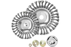 ZHXMALL 2 Pcs Profi Unkrautbürste für Freischneider, Edelstahl Unkrautbürste, 25,4 mm Kegel Unkrautbuerste mit 4 Stück Adaptern, Freischneider Zubehör, Effektive Unkraut und Moos(8 Zoll+6 Zoll)