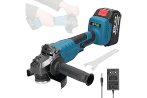 Amoladora Angular, Weytoll 21V 125mm M14 Herramienta Eléctrica de Rectificado con Motor sin Escobillas para Cortar Azulejos Pulidos Madera Piedra Acero con 1* Baterías de 1300 mAh