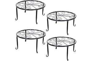 Tosnail 4 Pack Metal Plant Stand, Planter Support Rack, Plant Pot Stands, Planter Holder Heavy Duty, Rust Proof Iron Potted Plant Flower Pot Stand for Indoor Outdoor Garden Patio, Black, 9 Inch