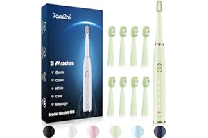 7am2m Sonic Electric Toothbrush for Adults and Kids- High Power Rechargeable Toothbrushes with 8 Brush Heads,5 Adjustable Modes, Built-in 2-Minute Smart Timer,4 Hours Fast Charge for 75 Days