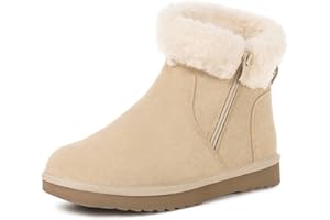Hsyooes Bottes de Neige pour Femmes Botte de Hiver Imperméabl Chaussures Peluche Fourrés Bottines Suède Cuir Antidérapant