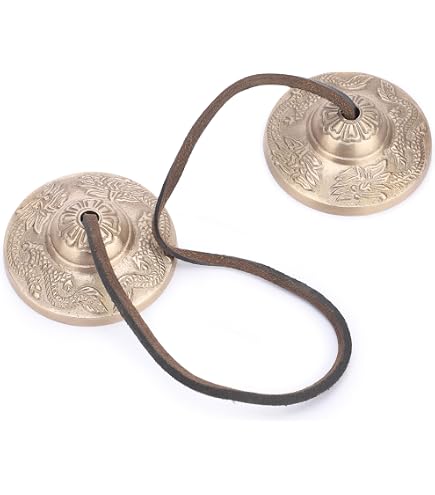 Tingsha Cloche Méditation Tibétaine 2.1" – Cymbales 8 Symboles Porte-Bonheur