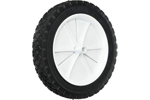 Shepherd Hardware 9615 10-Inch Semi-Pneumatic Rubber Replacement Tire, Plastic Wheel, 1-3/4-Inch Diamond Tread, 1/2-Inch Bore Offset Axle,White