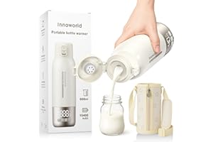 INNOWORLD Chauffe Biberon Portable pour Nomade, Chauffe-Lait Bébé 600 ml pour Lait Maternel & Préparation avec Manchon de bonnet, Chauffage Rapide, Longue Autonomie, Chargement USB-C