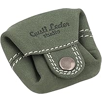 Petit Porte-monnaie Viennois En Cuir De Buffle Vert | Compartiment à Monnaie Avec Bouton Pression, Poche à Billets | 7x1.5x6.5 Cm