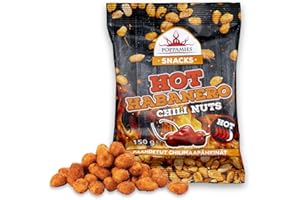 Poppamies Hot Habanero Chili Orzeszki ziemne - Pikantne orzeszki to doskonały wybór na przekąskę - Bezglutenowe, Bez laktozy, Wegańskie - Pikantność: Ostra - 150g