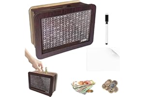 AOMAIGAD Hucha de Madera,Hucha para Niños con Objetivo de Ahorro y Números de Tictac,Hucha de Madera con Contador,Hucha con Contador para Ayudar a Los Niños a Desarrollar el Hábito de Ahorr (B-2000€)