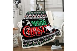 Homewish Frohe Weihnachten Decke 150x200 Weihnachtsbaum Schneeflocke Süßigkeiten Dekor Decke Werfen Für Kinder Jungen Mädchen Niedliche Hirsch Fleece Decke Winter Urlaub Sherpa Decke Rot Grün Schwarz
