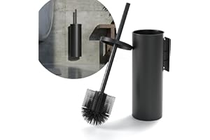 SAVEGA Czarna silikonowa szczotka toaletowa do montażu na ścianie – szczotka do WC z uchwytem bez wiercenia – higieniczna i elastyczna szczotka toaletowa – nowoczesne akcesoria łazienkowe