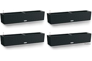 ‎LECHUZA Lechuza Balconera Cottage 80, All-in-One Set, graphitschwarz, 4er-Set