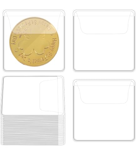 Münzhüllen Mit Klappdeckel – 20 Stück, 5,2x5,5 Cm, Transparent, Aus PVC, Für Sammler & Schmuck