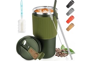 CS COSDDI Thermobecher- Isolierbecher, Kaffeebecher to Go 450ml/15oz auslaufsicher Reisebecher mit Deckel Coffee Mug Cafe Becher für Tee Kaffee Heißes Kaltes Wasser , aus Edelstahl