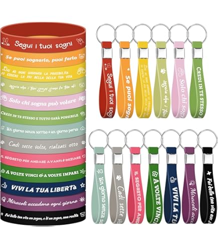 24 Portachiavi Motivazionali In Silicone Con Frasi | 'Never Give Up' | Regali Di Apprezzamento Per Insegnanti, Colleghi, Amici