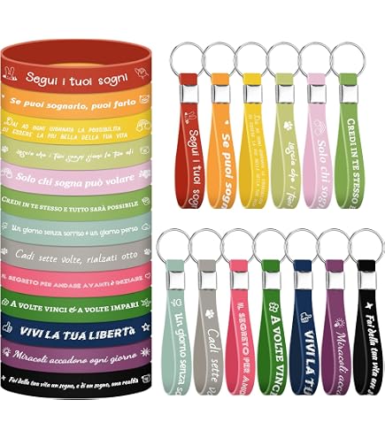 24 Portachiavi Motivazionali In Silicone Con Frasi | 'Never Give Up' | Regali Di Apprezzamento Per Insegnanti, Colleghi, Amici