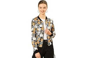 Allegra K Veste Bomber Femme Col Montant Zippé Imprimé Floral Costume d'Halloween