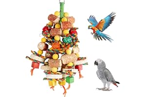Dulynva 16,5Inch Jouet Perroquet Suspension Jouet à Mâcher pour Oiseaux Jouet à Mâcher Naturel pour Oiseaux en épi de Maïs pour Perroquets Gris Africains, Aras, Cacatoès, Perroquets Amazoniens