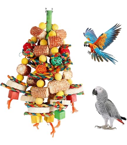 Natürliches Vogelspielzeug Aus Maiskolben & Nüssen – Zum Aufhängen, Für Papageien & Sittiche