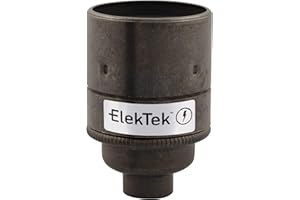 ElekTek ES Edison Vite E27 Portalampada con gonna liscia Ingresso 10mm ideale per lampadine a filamento vintage Bronzo