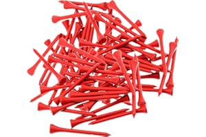 FINGER TEN Golf Tees Wooden 54mm(2 1/8 Inch), 70mm (2 3/4 Inch), 83mm (3 1/4 Inch) and 100mm (4 Inch) Bulk 100 Count, Practice Tee Wood Bamboo Unbreakable Color White Blue Red Nature Mixed for Men Women