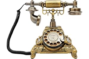 Retro fast telefon med uppringning, dekorativ hemkontorstelefon, hartsimitation koppar, antik roterande telefon för hem, kontor, kafé, hotell och vardagsrum inredning