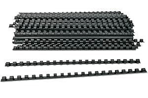 Alevar Dorsi in Plastica a Spirale per Rilegatura, 21 Anelli Diametro 8 mm, Formato A4, Capacità da 21 a 40 Fogli, Colore Nero, Confezione da 100 Pezzi