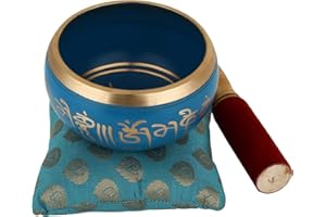 Zap Impex Brass Ciotola da canto Om Mani Campana da meditazione tibetana, 4 pollici, blu