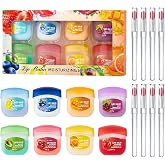 8 Pieces Lip Balm, Moisturizing Night Lipstick, Lip Care with 8 Lip Brushes, Moisturizing Lip Balm for Dry, Cracked, Fine Lin