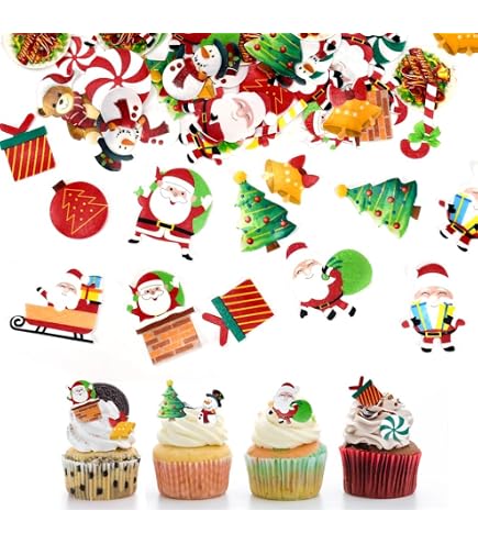 SUNSK Decorazioni Torta Natale Decorazioni per Torte Babbo Natale Decorazioni per Cupcake Topper Albero di Natale Pupazzo di Neve Topper per Torte 13 pezzi