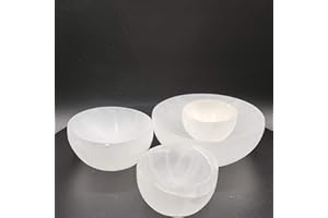 Heimtex Selenite Crystal Bowl - Round Selenite Crystal Cleansing Ritual Bowl for Room Decor & Decorative Home Accessories (8cm)