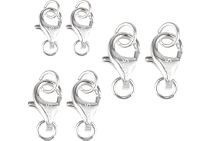 KISSPAT Fermoir Mousqueton pour Bracelet Collier, Accroche Bracelet Argent 925 & Or 14K, Hypoallergéniques, Attaches et Fermoirs pour Bijoux, Fabrication Bijoux Bricolage, Plusieurs Tailles Ensemble