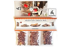 ‎SNACK INSECTS Insekten Snack Mix von 'SNACK insects' - geröstete & gewürzte Grillen, Heuschecken & Mehlwürmer - 25g würzige Insekten zum Snacken und Kochen, Party Snack, Edible Insect Mix, Roasted Insects