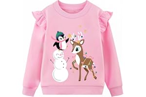 KOMI KYANISSOR Mädchen Sweatshirts Weihnachten Kinder Weihnacht Langarm Pullover Weihnachtskleidung Christmas Lang Shirt Oberteil Baumwolle 2-7 Jahre Gr.92-122.