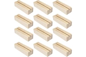 Mesybveo 12 Stück Kartenhalter Holz, 7cm Rechteck Menükartenhalter aus Buchenholz, Positionskartenhalter, Namensschild-Fotohalter, Fotoclip, Positionshalter aus Holz, für Hochzeiten, Restaurants
