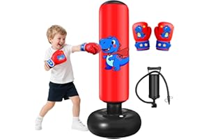 Oziral Inflatable Punching Bag for Kids, 48 Inch (120CM) Stable Kids Boxing Bag with Punch Bag Dinosaur Toy and Boxing Gloves,