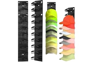 TayBong 2er Pack Selbstklebende Cap Halterung für Wand – Huthaken ohne Bohren, Hält bis zu 20 Kappen, Baseball Cap Organizer für Tür, Schrank & Schlafzimmer, Schwarz