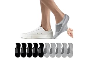 FALARY Calzini Fantasmini da Donna Uomo Corti Invisibili Calze 10 Paia Nero Bianco Grigio