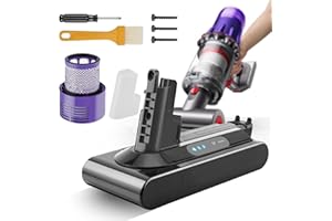 TQTHL 7200mAh, Akku für Dyson V10 Cyclone/Animal/Absolute/Fluffy/Motorhead SV12 kabellos Ladegerät Handstaubsauger Ersatzakku mit Großer Kapazität (1 Post Filter)